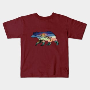 New Mexico landscape on a black bear Kids T-Shirt